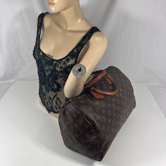 Distressed LOUIS VUITTON Great 80s Vintage Monogram Speedy 35 Satchel Bag - Picture 15 of 17